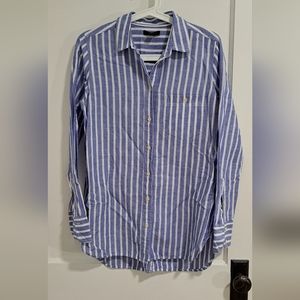 J. Crew Blue Striped Button Up Shirt Size 6